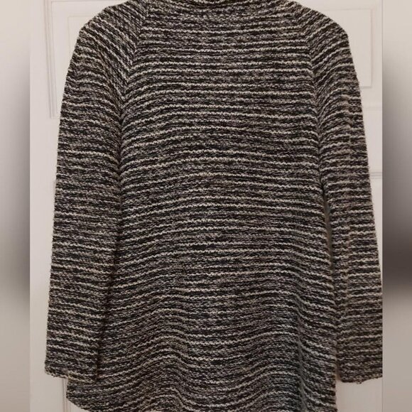 Minimalist Chic Joseph Ribkoff Striped Knit Sweater Warm Cowl Neck Size 4 - Picture 4 of 9